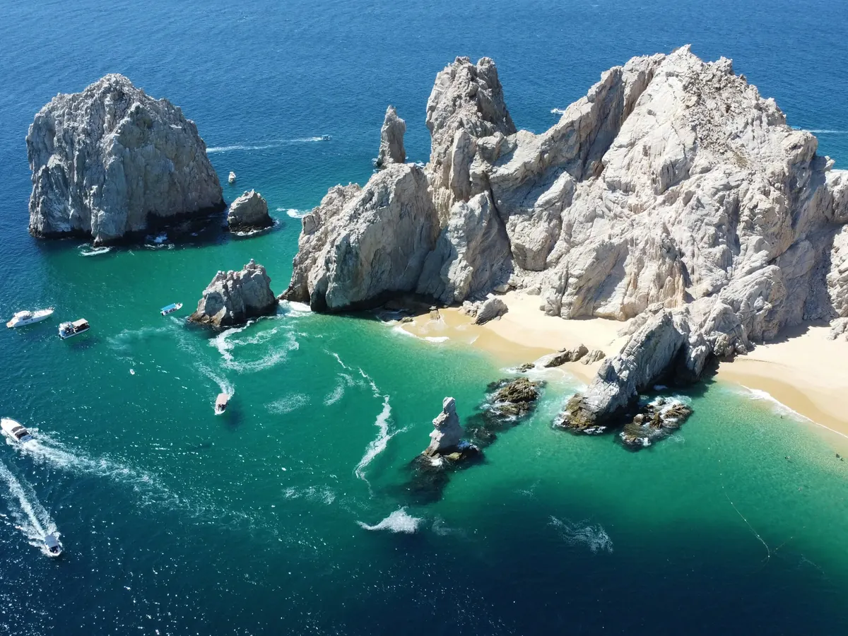 The rock arch at Cabo San Lucas from the air